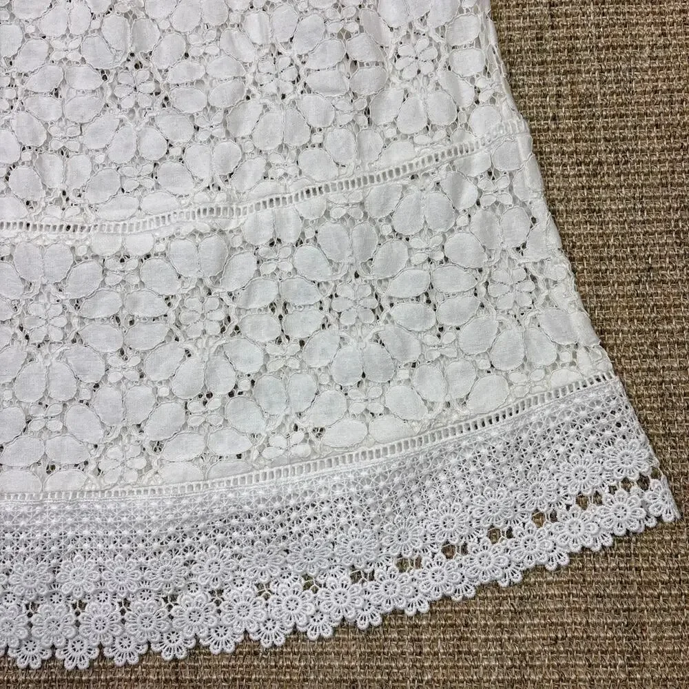 🌊🤍 Solitaire Swim Crochet Lace Cover-Up Dress | Small | White